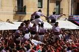 Festes de Santa Tecla a Tarragona: 1a jornada castellera Membres de la Jove Xiquets de Tarragona, celebrant el nou de vuit descarregat.