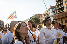 Diada Nacional 2016: manifestació a Salt Carles Puigdemont i Marta Madrenas, alcaldesa de Girona